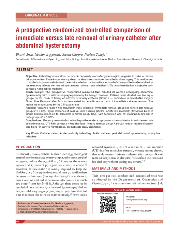(PDF) A prospective randomized controlled comparison of immediate