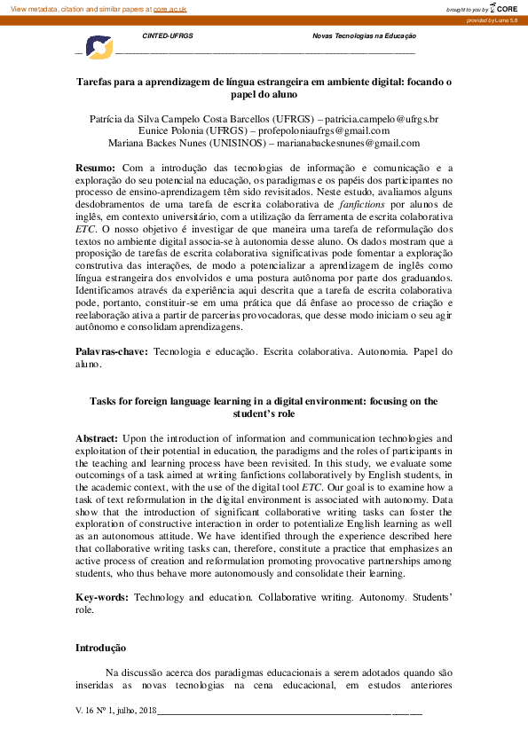 (PDF) Tasks for foreign language learning in a digital environment ...