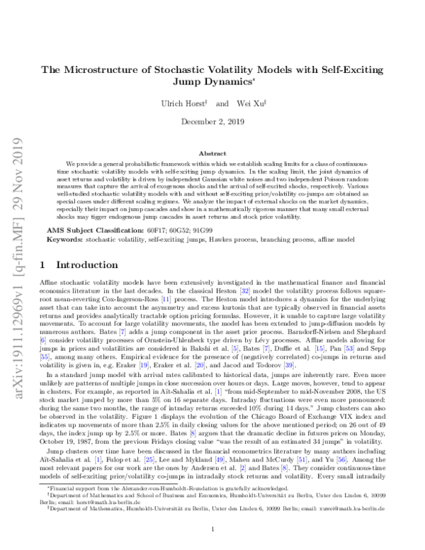 (PDF) The microstructure of stochastic volatility models with self ...