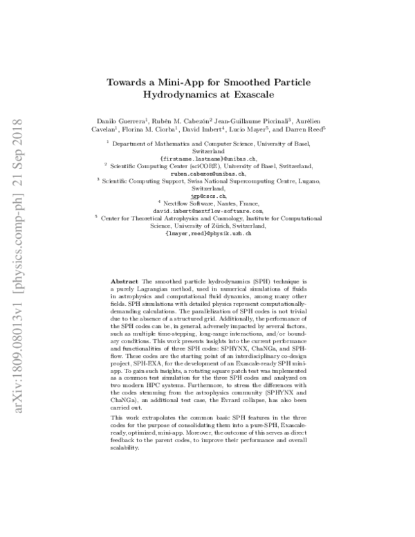 (PDF) Towards a Mini-App for Smoothed Particle Hydrodynamics at Exascale