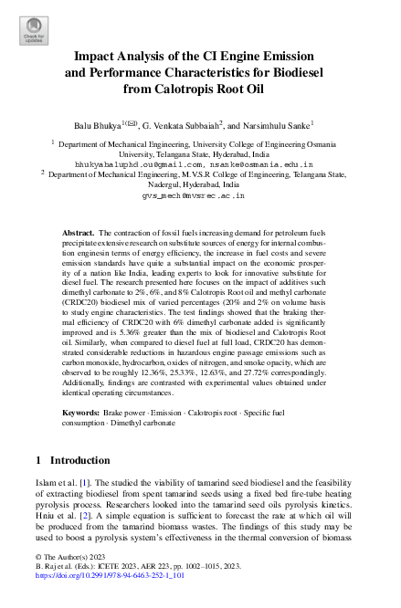 (PDF) Impact Analysis of the CI Engine Emission and Performance ...