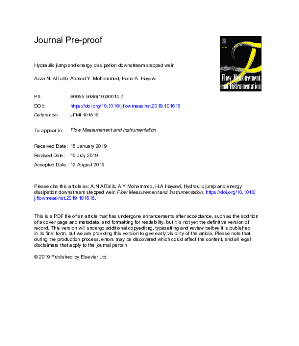 (PDF) Hydraulic jump and energy dissipation downstream stepped weir