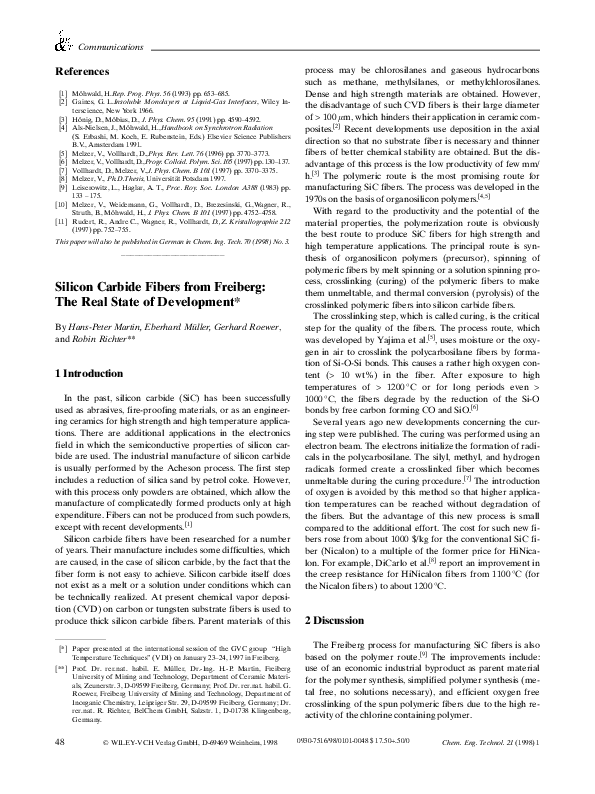 (PDF) Silicon Carbide Fibers from Freiberg: The Real State of Development