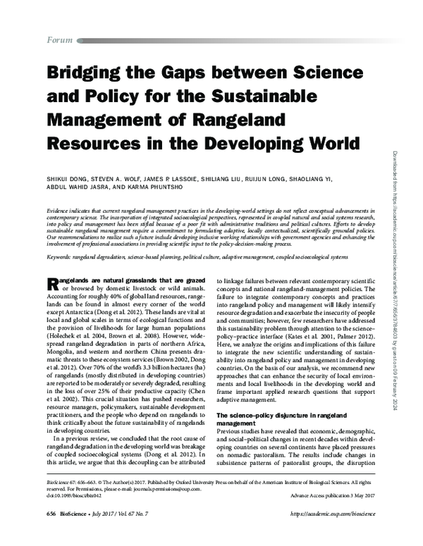 (PDF) Bridging the Gaps between Science and Policy for the Sustainable ...