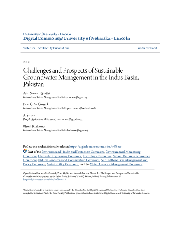 (PDF) Challenges and Prospects of Sustainable Groundwater Management in ...
