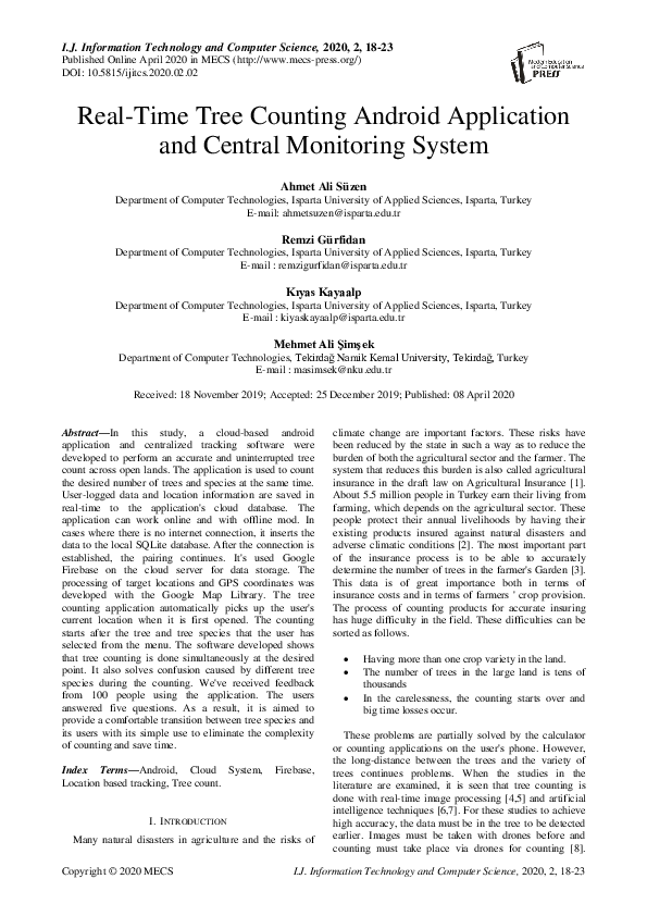 (PDF) Real-Time Tree Counting Android Application and Central ...