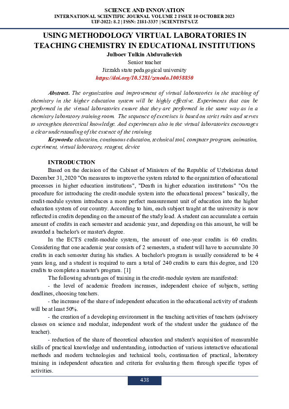 (PDF) USING METHODOLOGY VIRTUAL LABORATORIES IN TEACHING CHEMISTRY IN ...