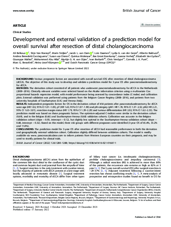 (PDF) Development and external validation of a prediction model for ...