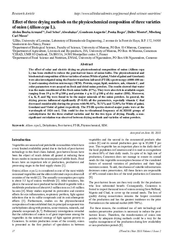(PDF) Effect of three drying methods on the physicochemical composition ...