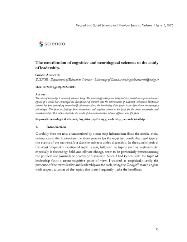 (PDF) The contribution of cognitive and neurological sciences to the ...