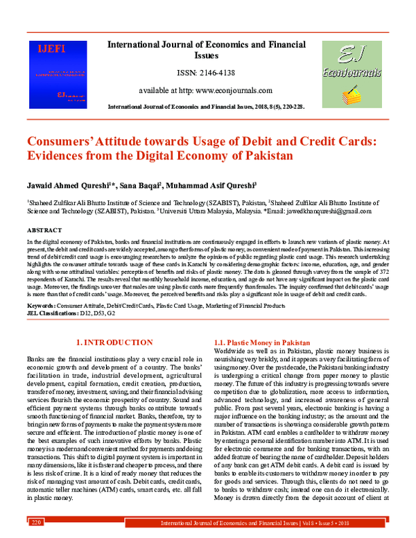 (PDF) Consumers' Attitude towards Usage of Debit and Credit Cards ...