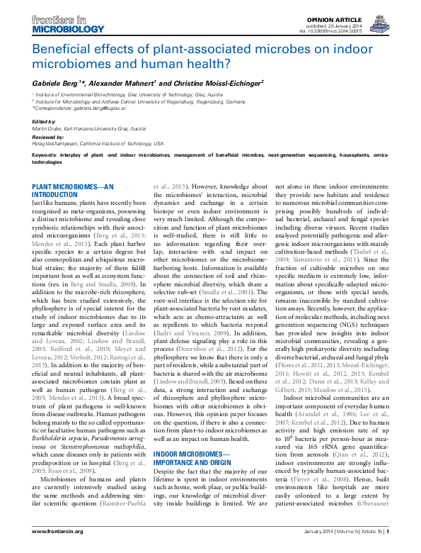 (PDF) Beneficial effects of plant-associated microbes on indoor ...