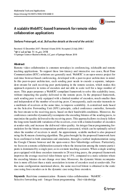 (PDF) A scalable WebRTC-based framework for remote video collaboration ...