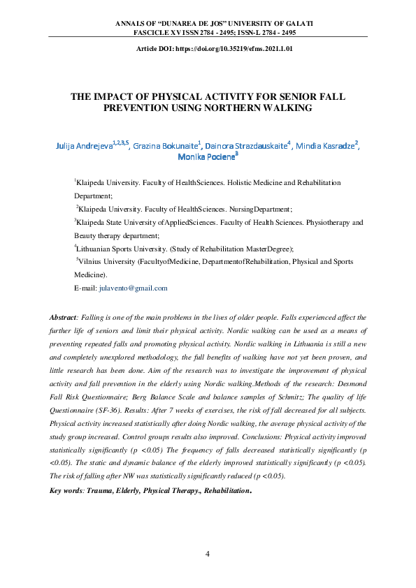 (PDF) The Impact of Physical Activity for Senior Fall Prevention Using ...