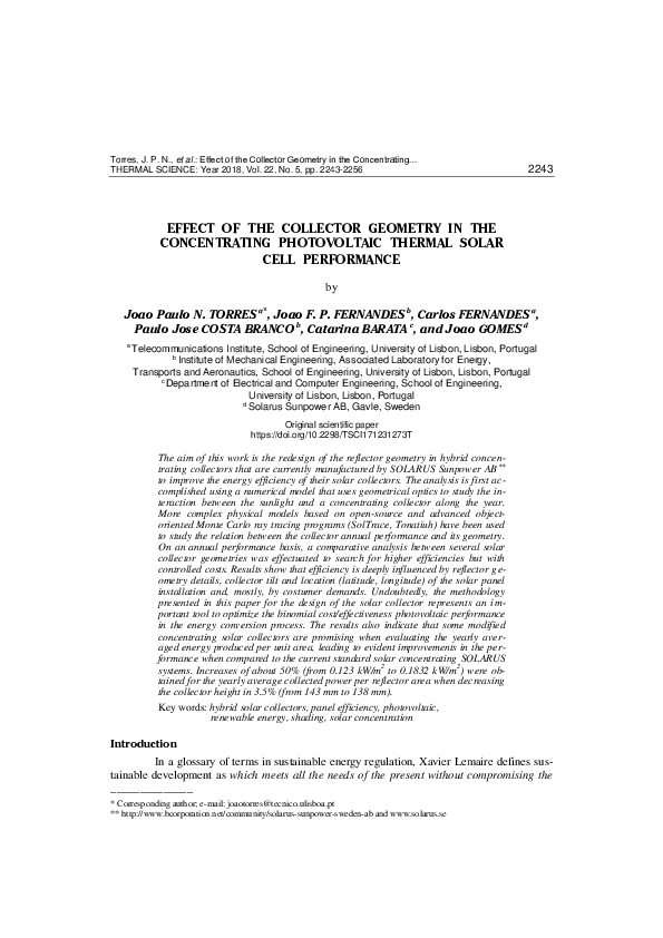 (PDF) Effect of the collector geometry in the concentrating ...