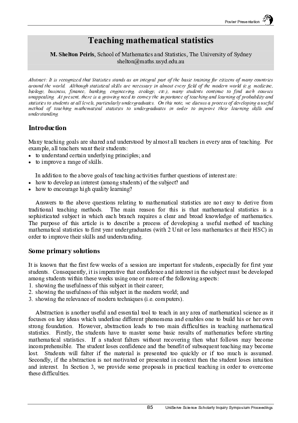(PDF) Teaching mathematical statistics