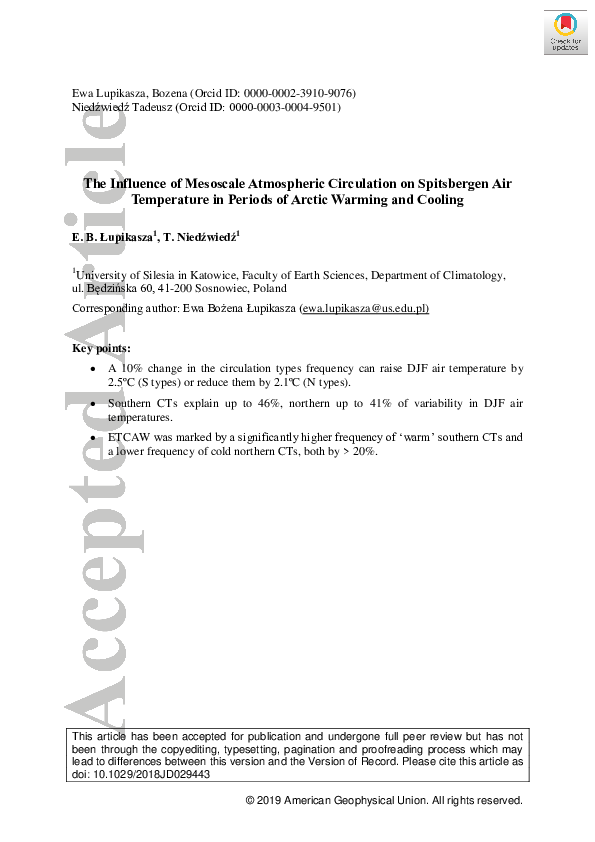 (PDF) The Influence of Mesoscale Atmospheric Circulation on Spitsbergen ...
