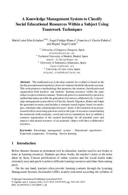 (PDF) A Knowledge Management System to Classify Social Educational ...