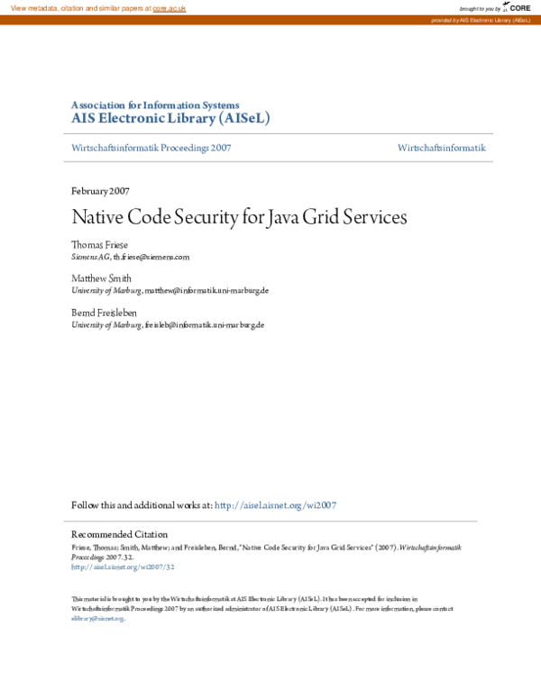 (PDF) Native Code Security for Java Grid Services