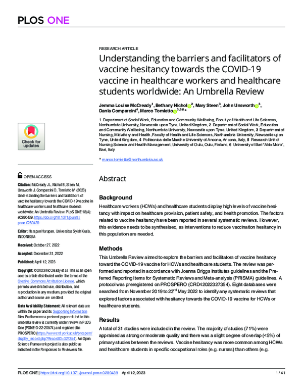 (PDF) Understanding the barriers and facilitators of vaccine hesitancy ...