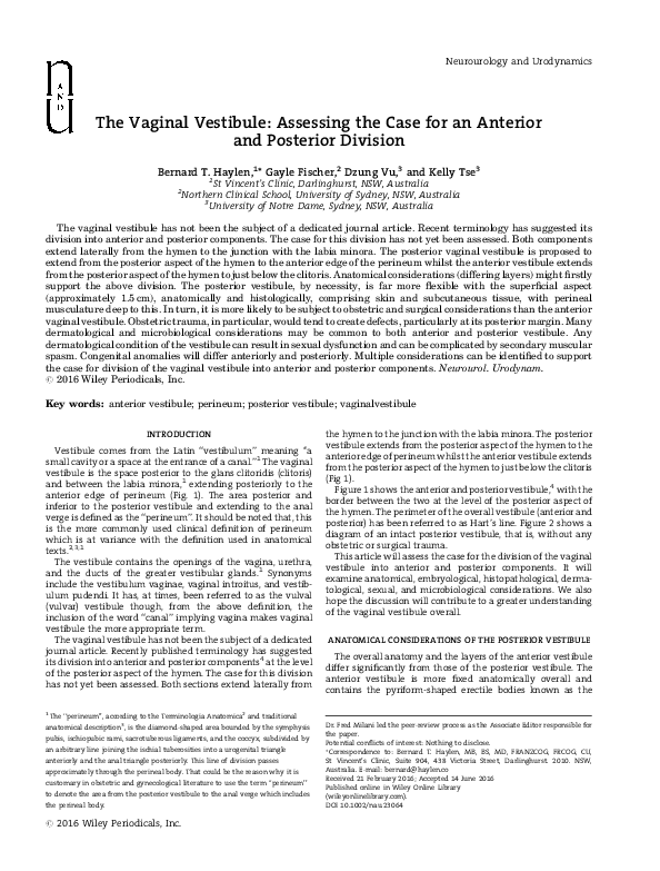 (PDF) The vaginal vestibule: assessing the case for an anterior and ...