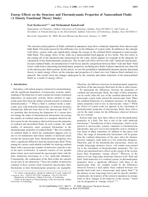 (PDF) Energy Effects on the Structure and Thermodynamic Properties of ...