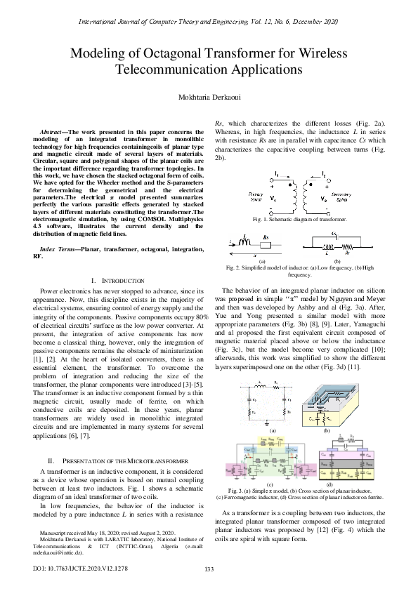 (PDF) Modeling of Octagonal Transformer for Wireless Telecommunication ...