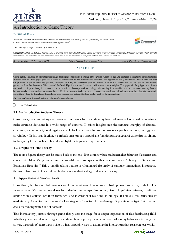 (PDF) An Introduction to Game Theory