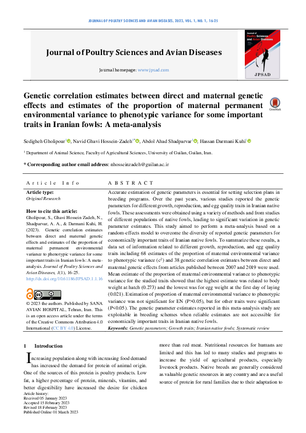 (PDF) Genetic correlation estimates between direct and maternal genetic ...