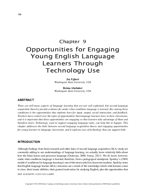 (PDF) Opportunities for Engaging Young English Language Learners ...