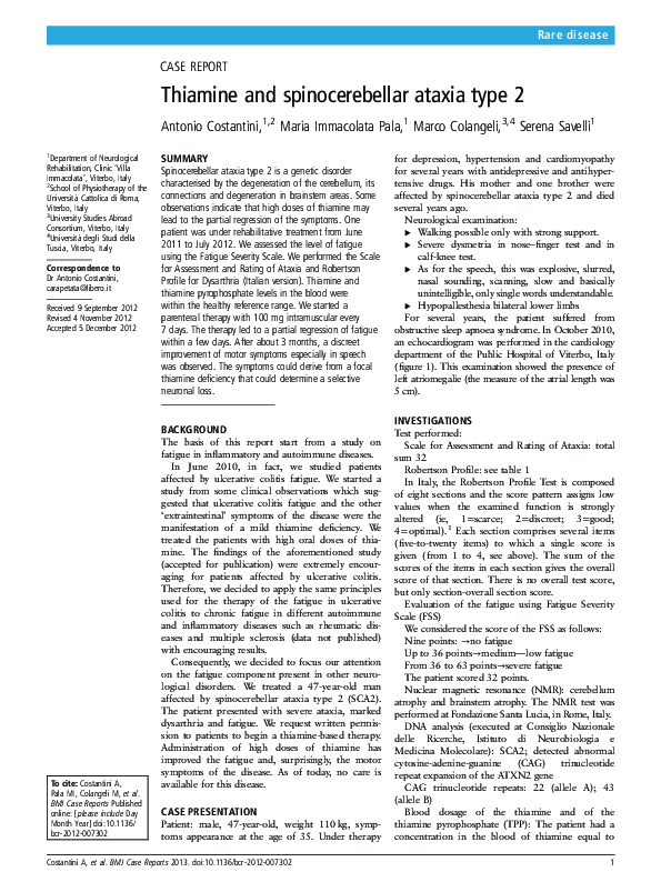 (PDF) Thiamine and spinocerebellar ataxia type 2