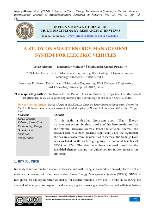 (PDF) A STUDY ON SMART ENERGY MANAGEMENT SYSTEM FOR ELECTRIC VEHICLES