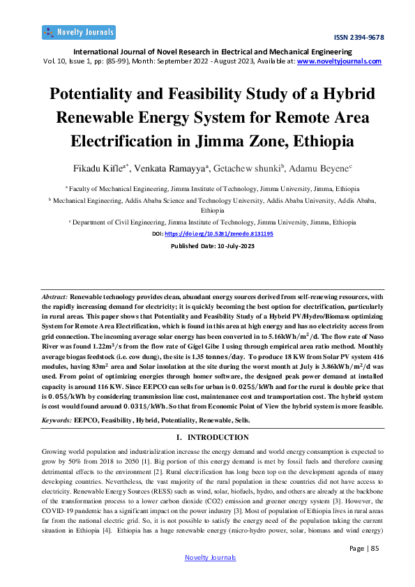 (PDF) Potentiality and Feasibility Study of a Hybrid Renewable Energy ...