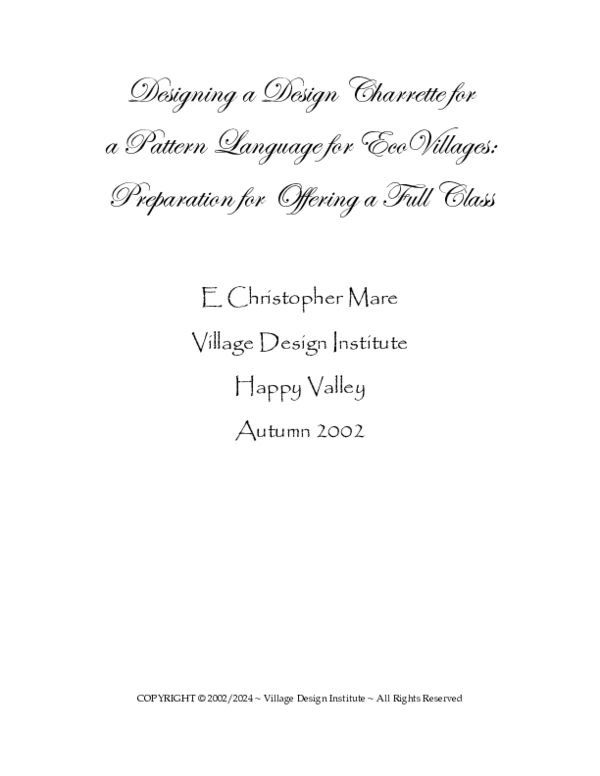 (PDF) Designing a Design Charrette for a Pattern Language for ...