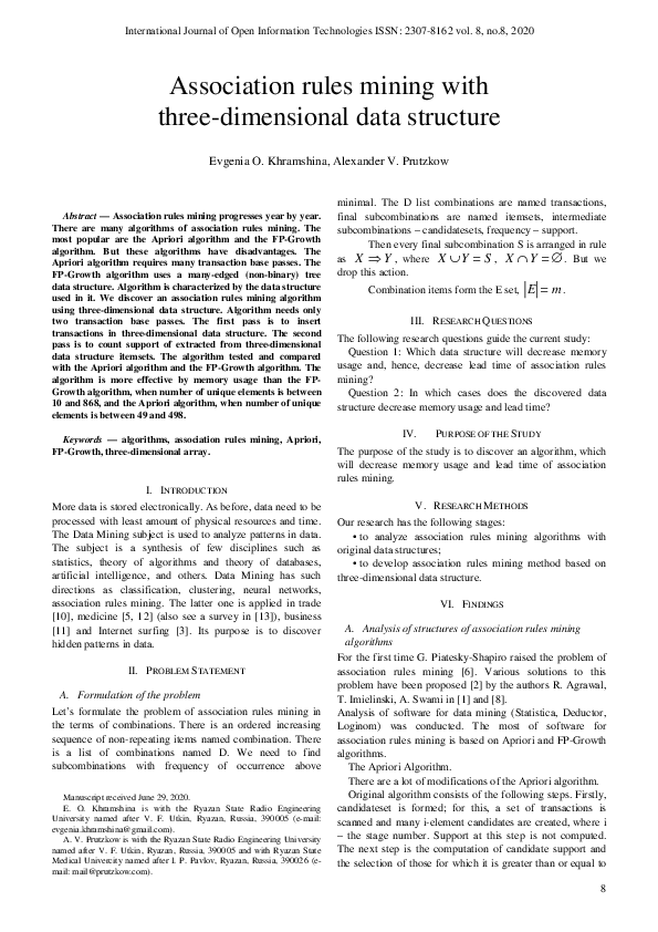 (PDF) Association rules mining with three-dimensional data structure