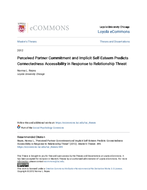 (PDF) Perceived Partner Commitment and Implicit Self-Esteem Predicts ...