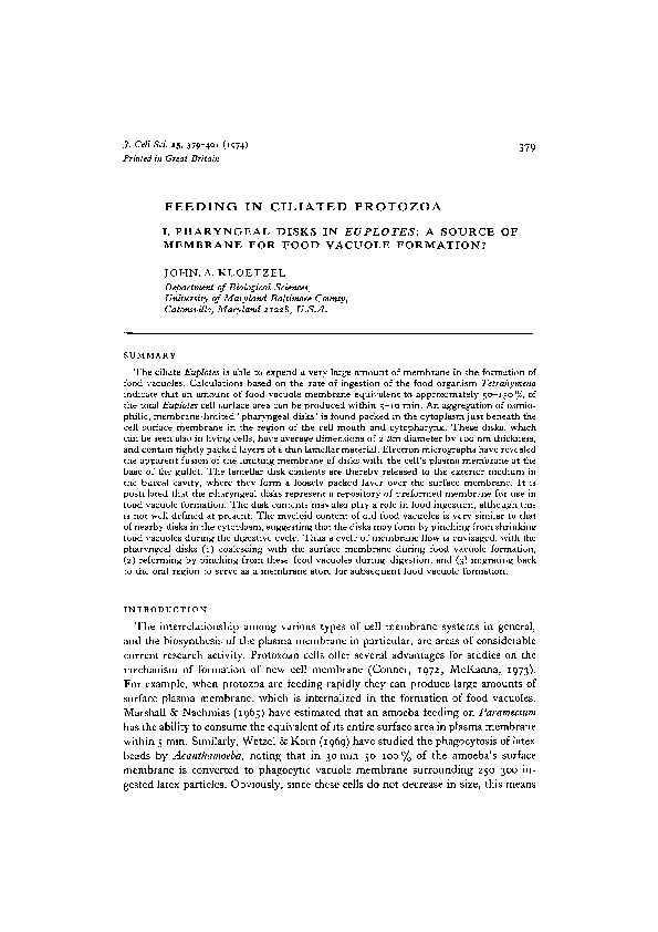(PDF) Feeding in Ciliated Protozoa
