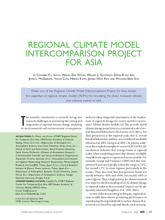 (PDF) Regional Climate Model Intercomparison Project for Asia