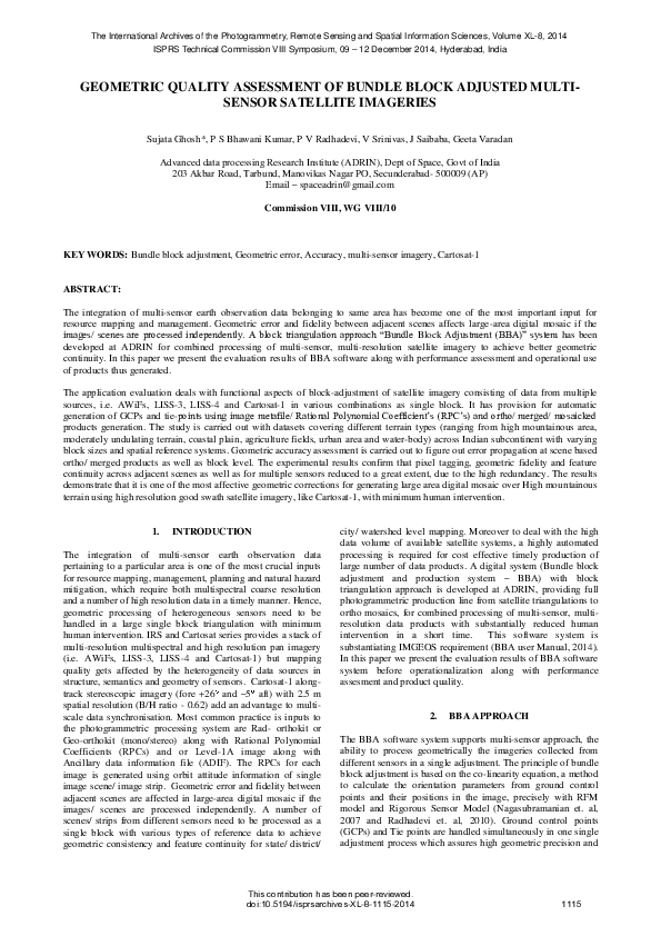 (PDF) Geometric Quality Assessment of Bundle Block Adjusted Mulit ...