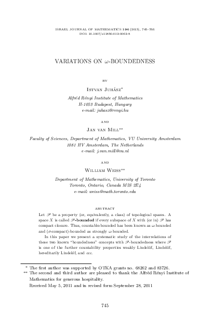 (PDF) Variations on ω-boundedness