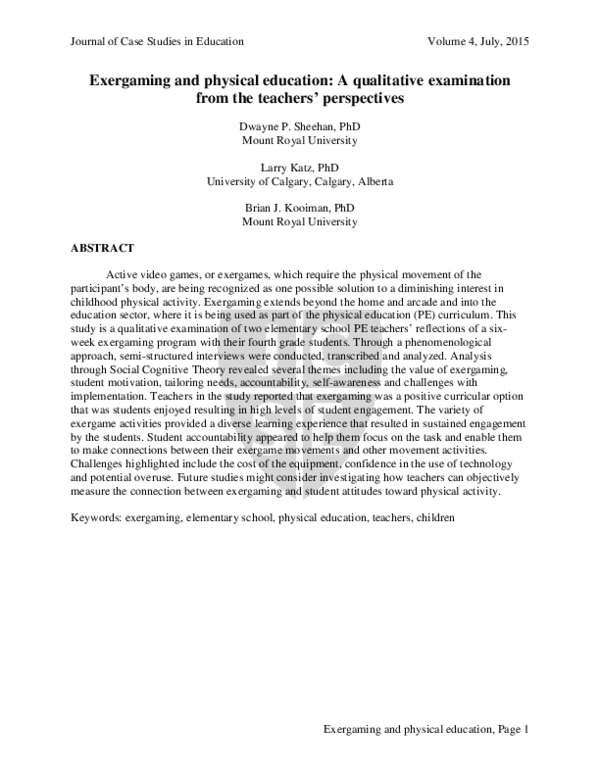(PDF) Exergaming and physical education: A qualitative examination from ...