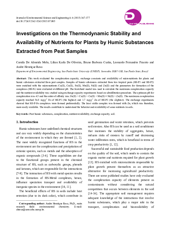(PDF) Investigations on the Thermodynamic Stability and Availability of ...