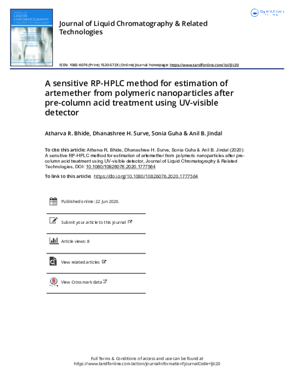 (PDF) A sensitive RP-HPLC method for estimation of artemether from ...
