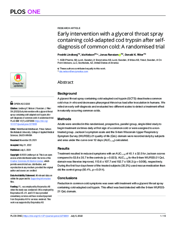 (PDF) Early intervention with a glycerol throat spray containing cold ...