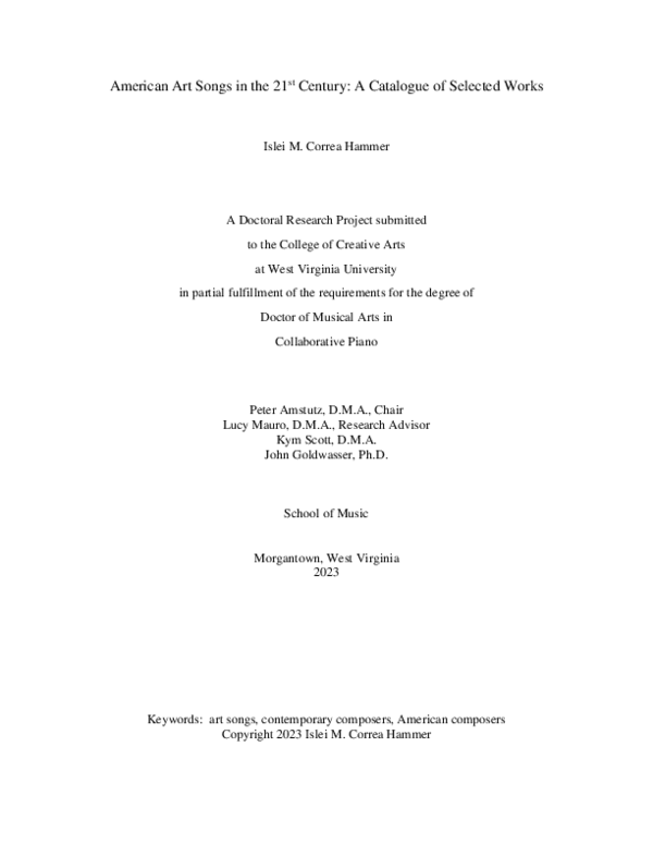 (PDF) American Art Songs in the 21 st Century: A Catalogue of Selected ...