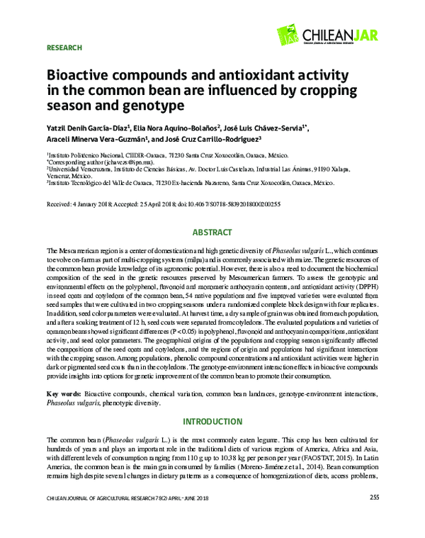(PDF) Bioactive compounds and antioxidant activity in the common bean ...