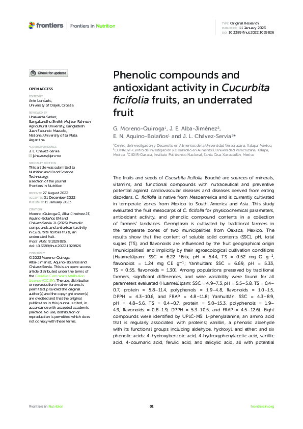 (PDF) Phenolic compounds and antioxidant activity in Cucurbita ...