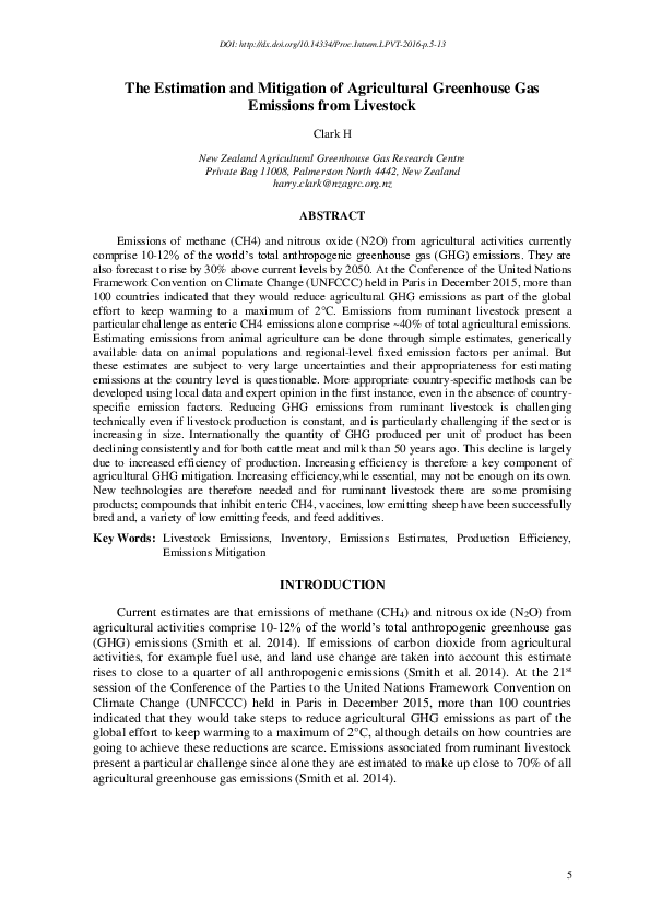 (PDF) The Estimation and Mitigation of Agricultural Greenhouse Gas ...