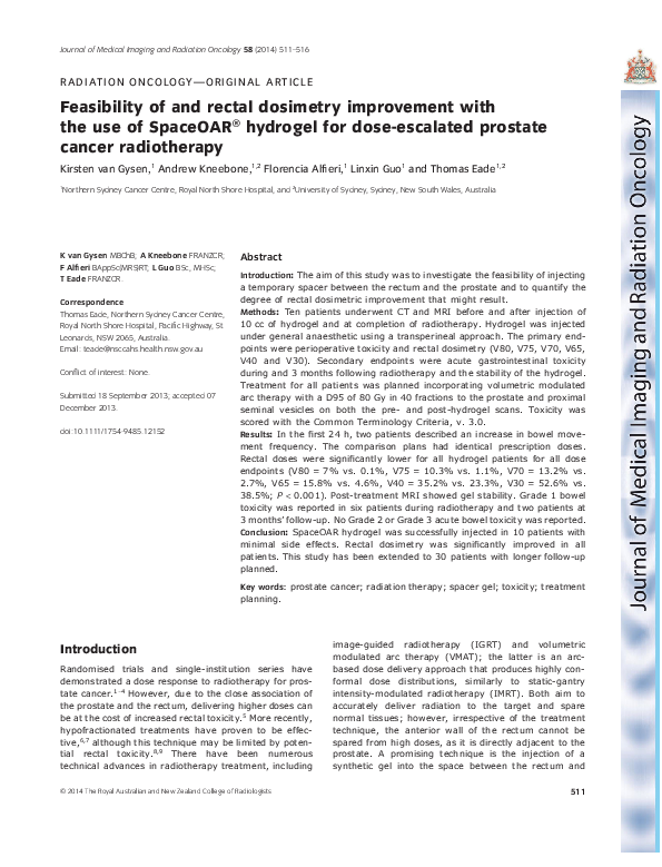 (PDF) Feasibility of and rectal dosimetry improvement with the use of ...