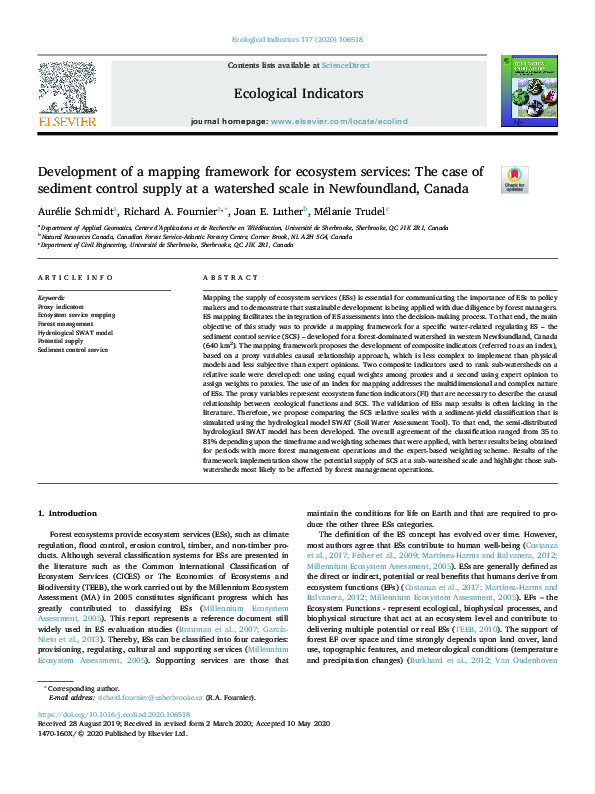 (PDF) Development of a mapping framework for ecosystem services: The ...